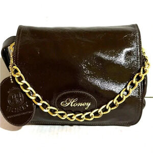 Honey brown leather shoulder handbag